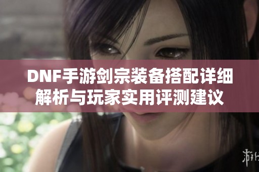 DNF手游剑宗装备搭配详细解析与玩家实用评测建议