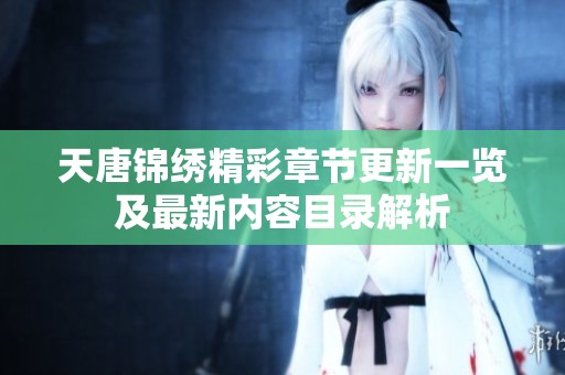 天唐锦绣精彩章节更新一览及最新内容目录解析