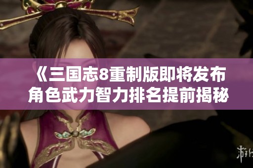 《三国志8重制版即将发布 角色武力智力排名提前揭秘》