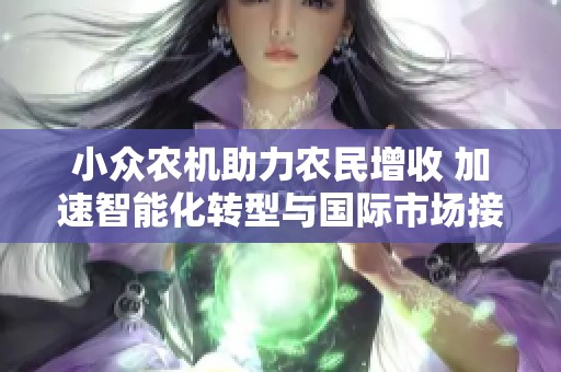 小众农机助力农民增收 加速智能化转型与国际市场接轨