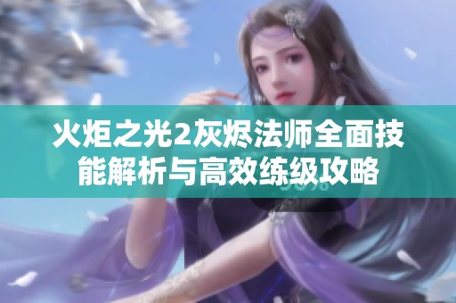 火炬之光2灰烬法师全面技能解析与高效练级攻略
