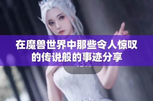 在魔兽世界中那些令人惊叹的传说般的事迹分享