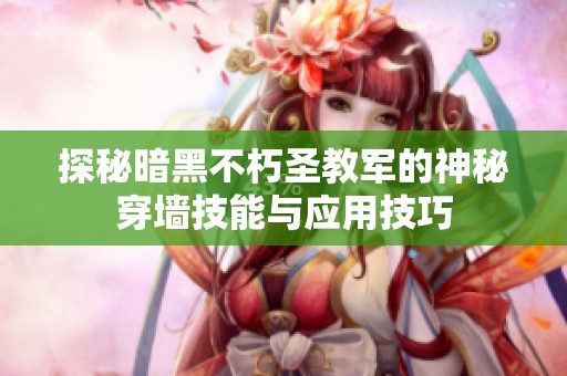 探秘暗黑不朽圣教军的神秘穿墙技能与应用技巧