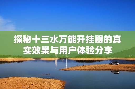 探秘十三水万能开挂器的真实效果与用户体验分享