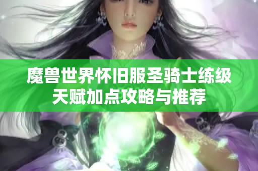 魔兽世界怀旧服圣骑士练级天赋加点攻略与推荐