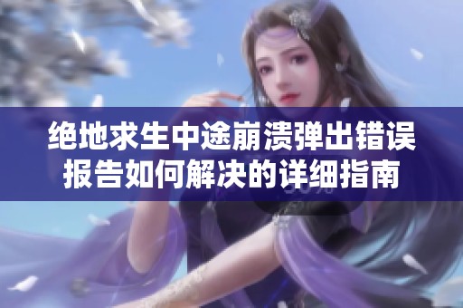绝地求生中途崩溃弹出错误报告如何解决的详细指南