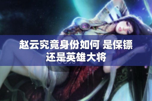 赵云究竟身份如何 是保镖还是英雄大将