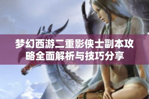梦幻西游二重影侠士副本攻略全面解析与技巧分享