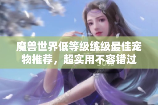 魔兽世界低等级练级最佳宠物推荐，超实用不容错过