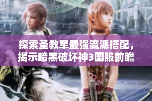 探索圣教军最强流派搭配，揭示暗黑破坏神3国服前瞻新玩法与策略