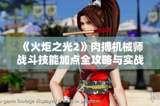《火炬之光2》肉搏机械师战斗技能加点全攻略与实战技巧详解