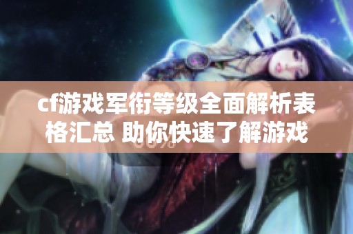 cf游戏军衔等级全面解析表格汇总 助你快速了解游戏攻略