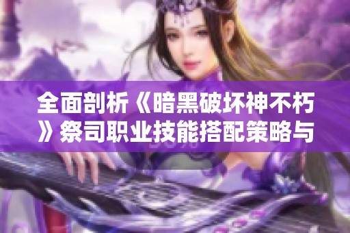 全面剖析《暗黑破坏神不朽》祭司职业技能搭配策略与图解