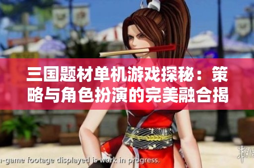 三国题材单机游戏探秘：策略与角色扮演的完美融合揭秘