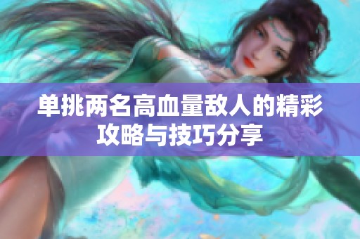 单挑两名高血量敌人的精彩攻略与技巧分享