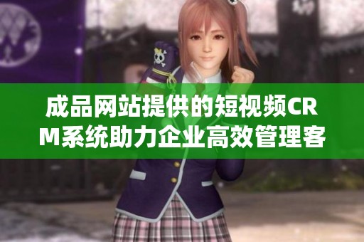 成品网站提供的短视频CRM系统助力企业高效管理客户关系