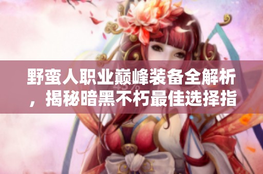 野蛮人职业巅峰装备全解析，揭秘暗黑不朽最佳选择指南