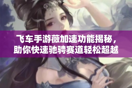 飞车手游薇加速功能揭秘，助你快速驰骋赛道轻松超越对手