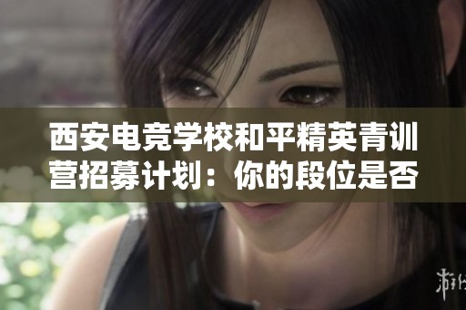 西安电竞学校和平精英青训营招募计划：你的段位是否达到试训要求