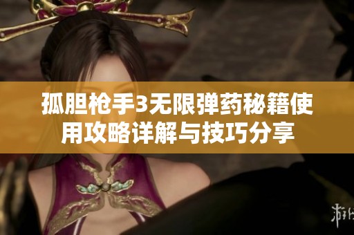 孤胆枪手3无限弹药秘籍使用攻略详解与技巧分享